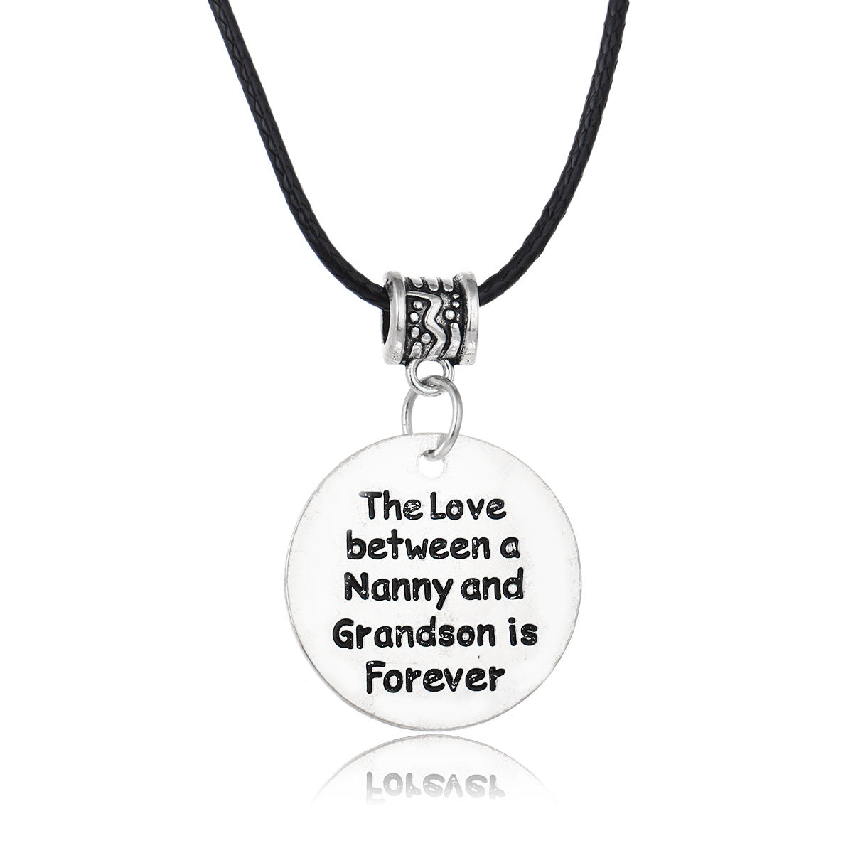 Wholesale Gothic Home Warmth Series English Engraved Pendant Leather Rope Necklace